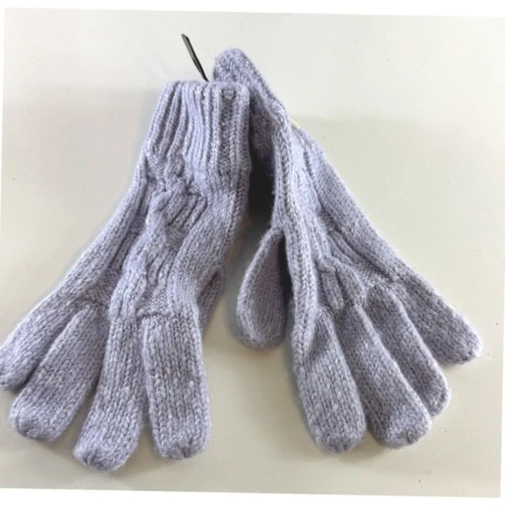 Isotoner‎ Cozy Cable Knit Gloves Knitwear Purple Cold Weather Chic 71-13